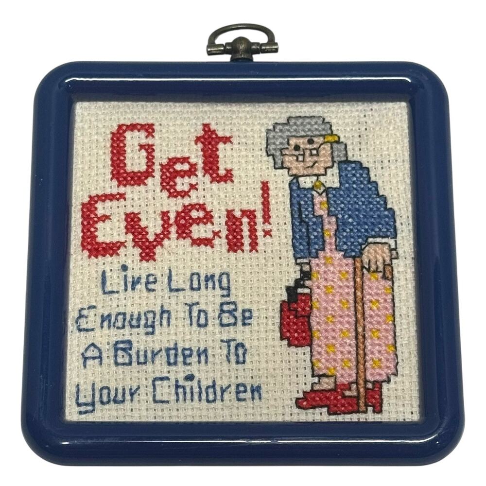 Handmade Cross Stitch Wall Hanger 4 inch Square